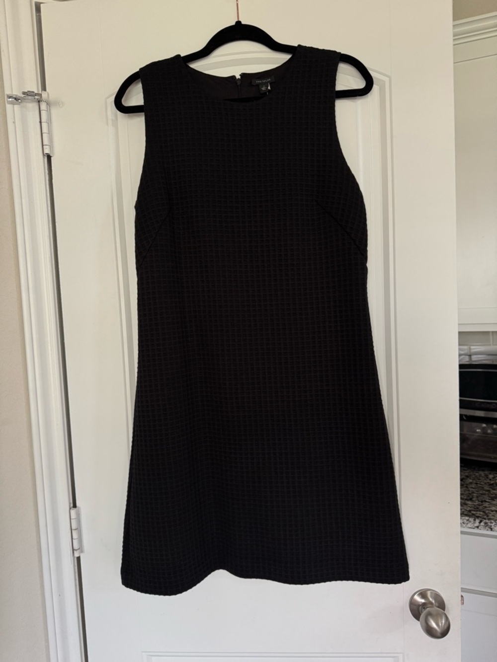 New Ann Taylor Black Textured A-line Mini-Knee Length Dress Zip  Women’s 6